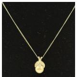 14k White Gold Genuine Pearl & Diamond Necklace