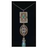 Long Triple Pendant on Golden Chain