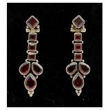 Sterling Silver & Red Garnet Dangle Earrings