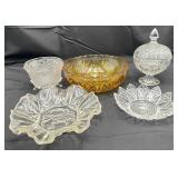 VTG Candy Dish & 4 Serving Bowls