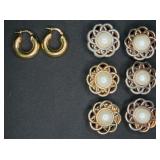6 VTG Button Covers & 18KGP/BZ Hoop Earrings