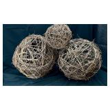 Set of 3 Decorative Vine Orbs