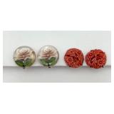 2 Pair Vintage Floral Ear Screws