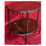 *Vtg Flame Mahogany 2-Tier Lamp Table w/Casters