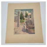 "Residence in Bermuda" VTG Watercolor Print