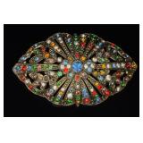 VTG Multicolored Rhinestone Brooch/Pin Art Deco