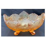 VTG Jeannette Glass Marigold Carnival Oval Bowl