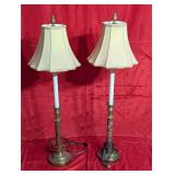 *Pair of Brass & Marble Table Lamps