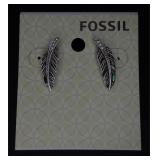 New Fossil Feather-Shaped Stud Earrings