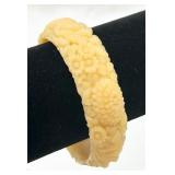 Vintage Floral Carved Celluloid Bangle Bracelet