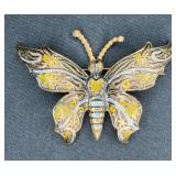 VTG Butterfly Gold Metal Damascene Pin/Brooch