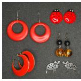 VTG Silver-tone Ladybug Earrings & 4 Fashion