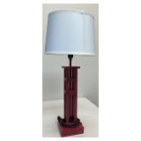 28 1/2ï¿½ Mission-style Wood Base & White Shade Lamp