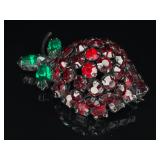 VTG Pave Red Rhinestone Strawberry Brooch/Pin