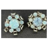 2 VTG Blue Rhinestone Brooch/Pins