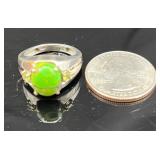 925 SS Ring Featuring a Green Gemstone