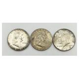 3-90% Silver Half Dollar Coins