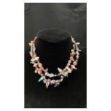 16ï¿½ Abalone Shell Pieces & Carnelian Necklace