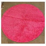 Hot Pink Fuzzy Round  Rug 40ï¿½
