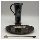 Silver Plated Stir Stick, Condiment Tray, Pitch