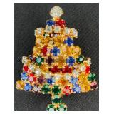 VTG Gold-tone Crystal Christmas Tree Brooch/Pin