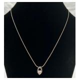 Sterling Silver Necklace w/ Heart Shaped CZ