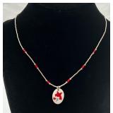 925 ï¿½Liquid Silverï¿½ Necklace w/Inlaid Bird Pendant