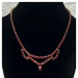 Vintage Elegant Necklace of Red Rhinestones
