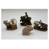 2 Water Globe Elephants,Clay & Resin Elephants