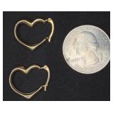10K Yellow Gold Heart Hoop Earrings