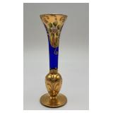 vintage cobalt blue Bohemian bud vase