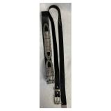 2 Silver Tone Black Leather Belts