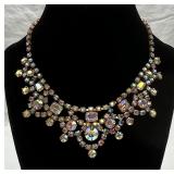 Beautiful VTG Necklace of Aurora Borealis Stones
