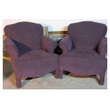 Pair of Purple Corduroy Textured Armchairs