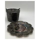 Silver Plated Serving Tray, Ice Bucket