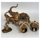 Elephants Gold Tone w/Mirrors and Brass Elephant