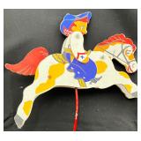 VTG 24ï¿½ Toy Rocking Cowboy on Red Spring Handle