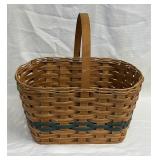 Woven Basket w/Green Strip