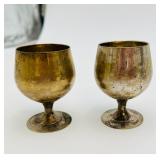 2 Vintage Silver-plated Brass Cordial Goblets