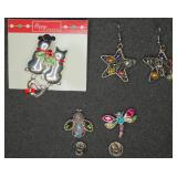 3 Brooch/Pins & Star Wire Wrap Earrings