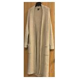 Comfy beige knitted maxi cardigan w/side pockets