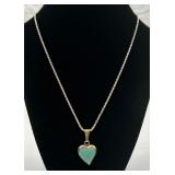 Sterling Silver & Turquoise Heart Pendant Necklace