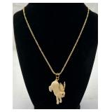 Enamel Bunny Rabbit Pendant on a Nice Golden Chain