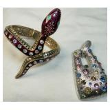 Betsy Johnson Bracelet & Rhinestone Pendant