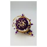 Vintage Handmade Christmas Purple /White Ornament