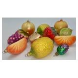 11 Vtg Sugared Fruit Glass Christmas Ornaments