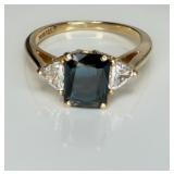 Genuine Sapphire Diamond 14K Yellow Gold Ring