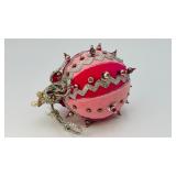 Vintage Handmade Christmas Pink/Silver Ornament