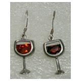 925 Wine Glass Dangle Earrings