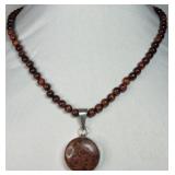 925 Red Orbicular Jasper Necklace
